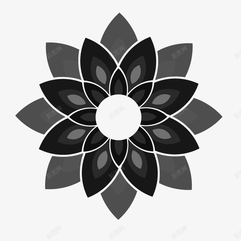 黑色的花瓣伸开png免抠素材_新图网 https://ixintu.com 盛开 花瓣 莲花 黑色