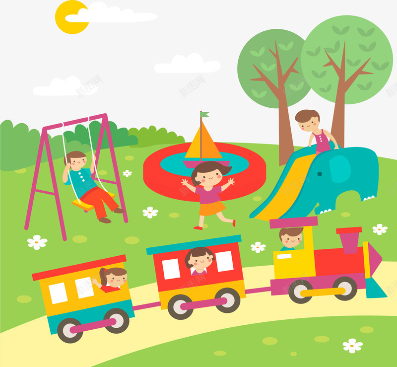 开心玩耍的孩子们png免抠素材_新图网 https://ixintu.com 幼教 开心的孩子们 矢量素材 童年 美好的童年