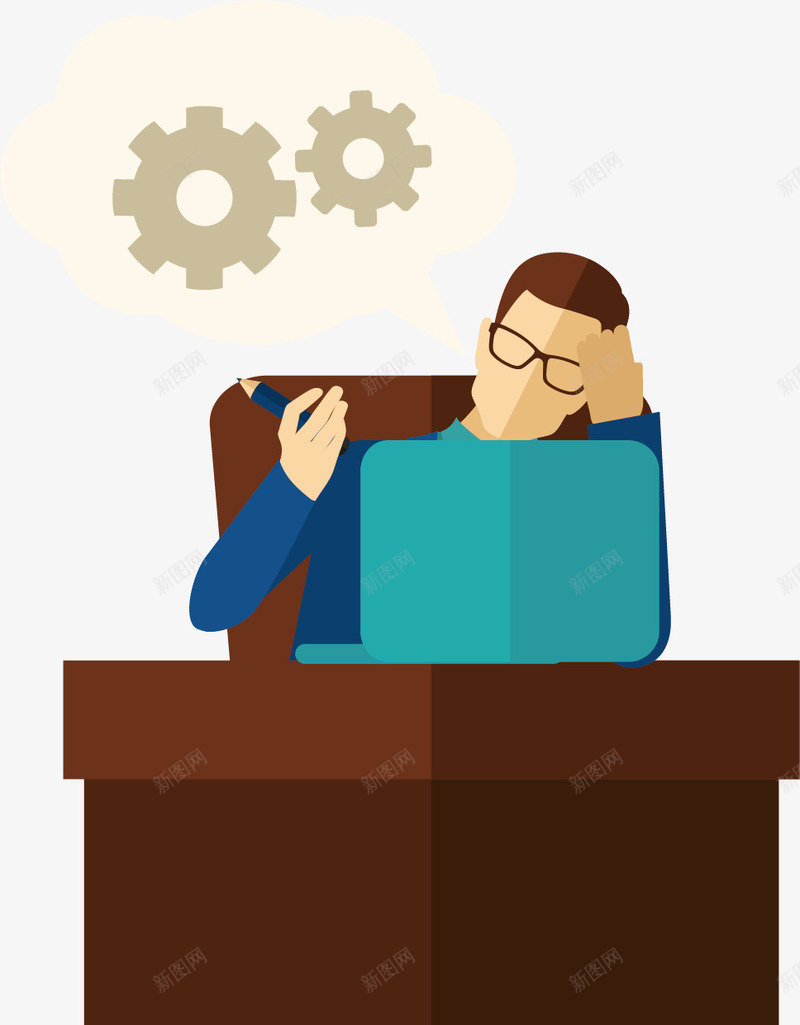 卡通职场人物矢量图ai免抠素材_新图网 https://ixintu.com 办公室 卡通素材 商务人士 扁平化 职场人物 齿轮 矢量图