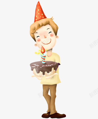 男孩过生日png免抠素材_新图网 https://ixintu.com 生日 生日帽 男孩 蛋糕 蜡烛 高兴