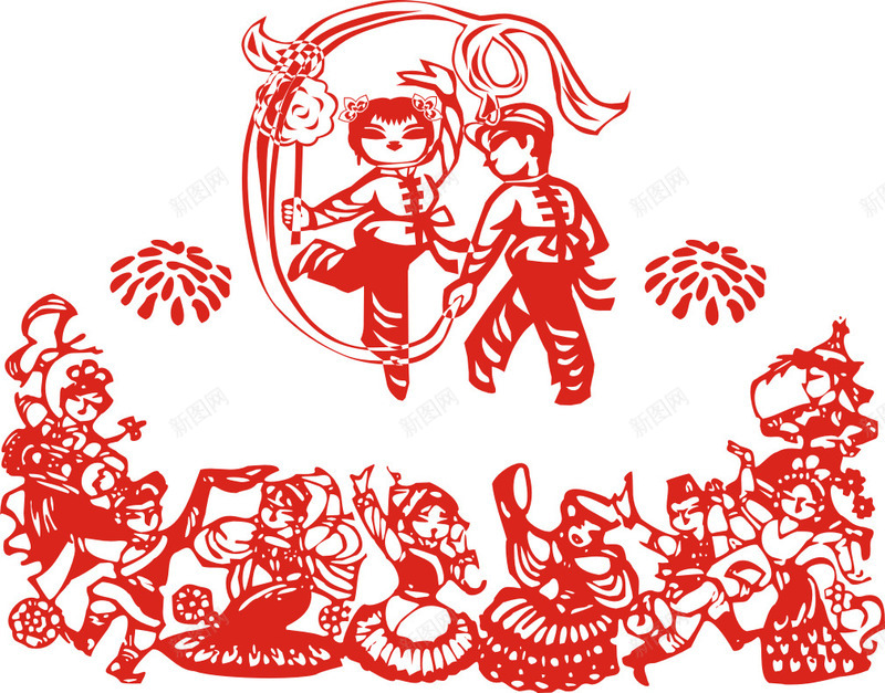 剪纸png免抠素材_新图网 https://ixintu.com 人 剪纸 喜庆 新年 节日