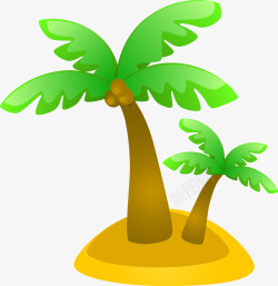 夏日沙滩元素植物树叶椰子树素材