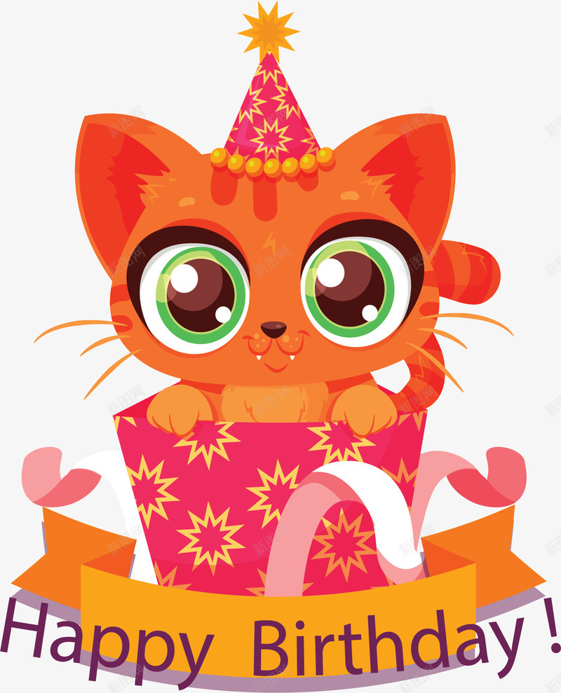可爱生日快乐猫咪矢量图ai免抠素材_新图网 https://ixintu.com 可爱猫咪 猫咪 生日快乐 生日猫咪 矢量png 过生日 矢量图