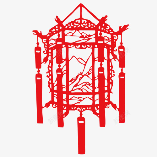 剪纸花灯psd免抠素材_新图网 https://ixintu.com 中国风 剪纸 卡通有趣 手工制作 装饰花灯 镂空图
