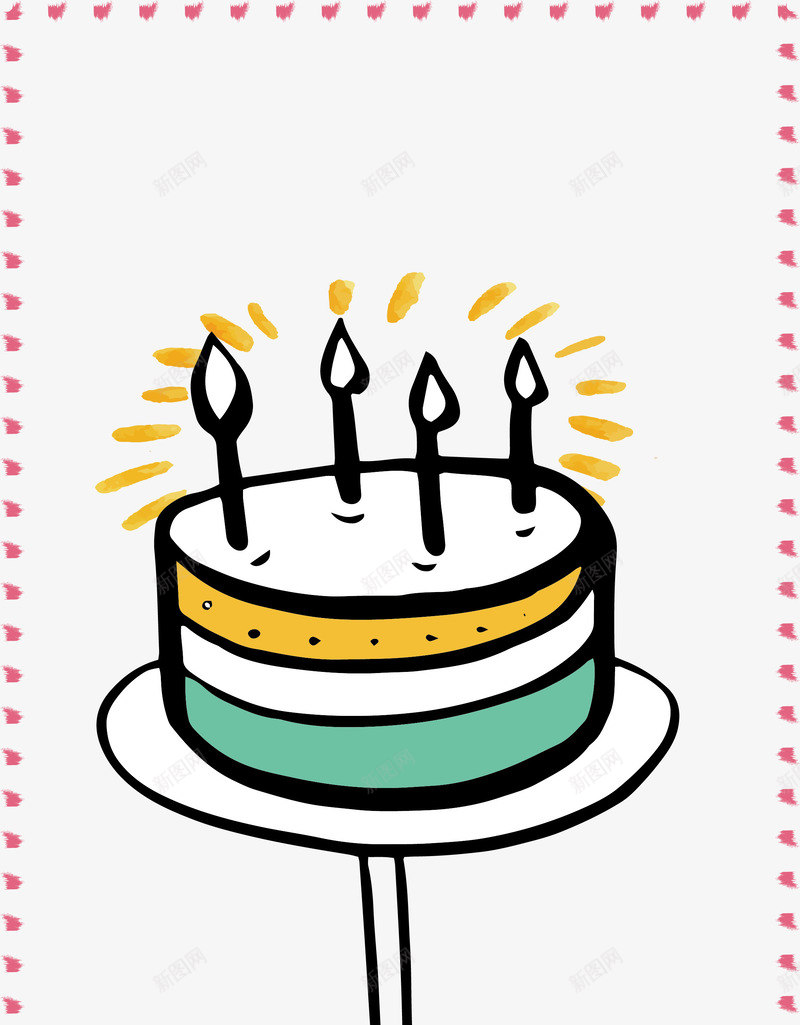 粉色边框蛋糕海报矢量图eps免抠素材_新图网 https://ixintu.com 手绘蛋糕 生日 生日海报 生日蛋糕 矢量png 粉色边框 蛋糕 矢量图
