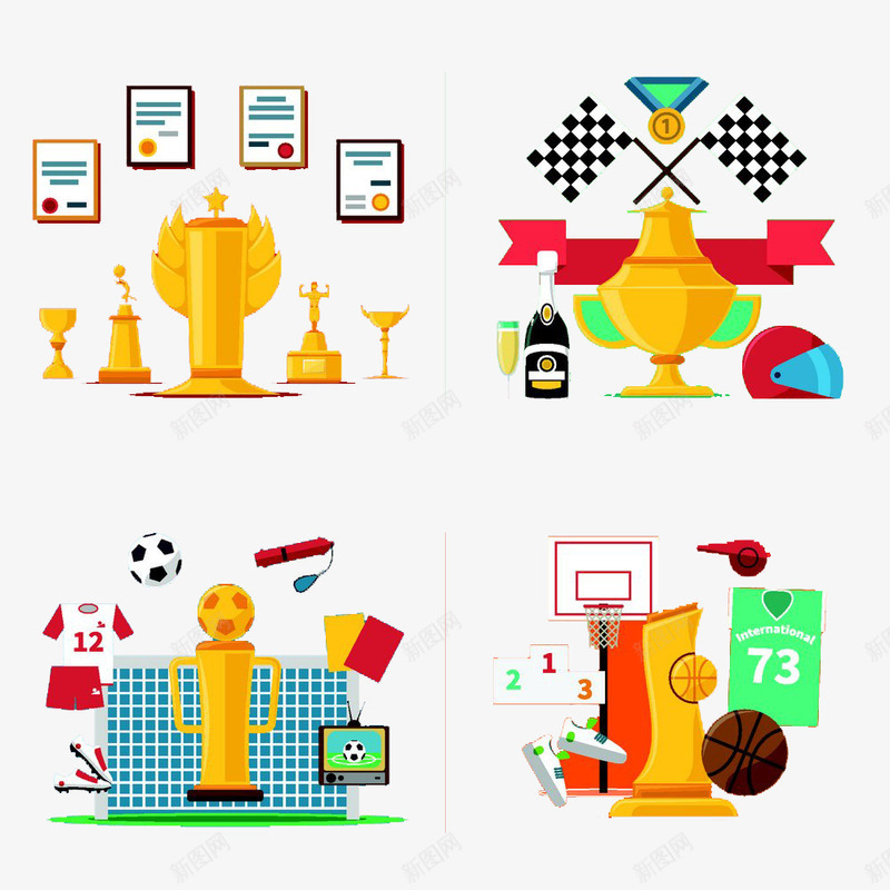 奖杯得奖png免抠素材_新图网 https://ixintu.com 奖杯 奖状 得奖 扁平素材 金色