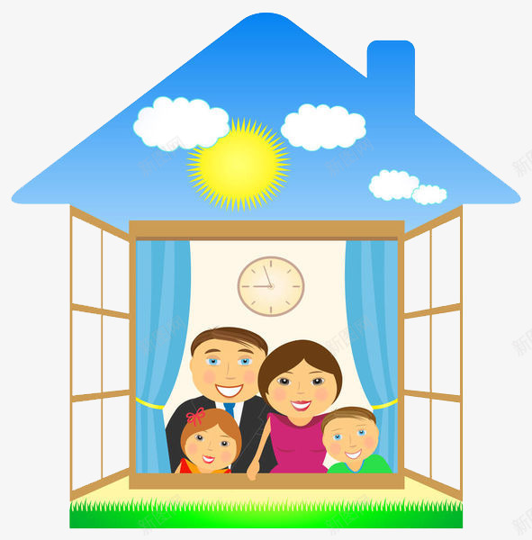 窗户前的一家人png免抠素材_新图网 https://ixintu.com 一家人 一家人手绘 亲人 妈妈 孩子 家人 家庭 幸福 情亲 房子 温暖 温馨 爸爸 窗前 融洽 血缘