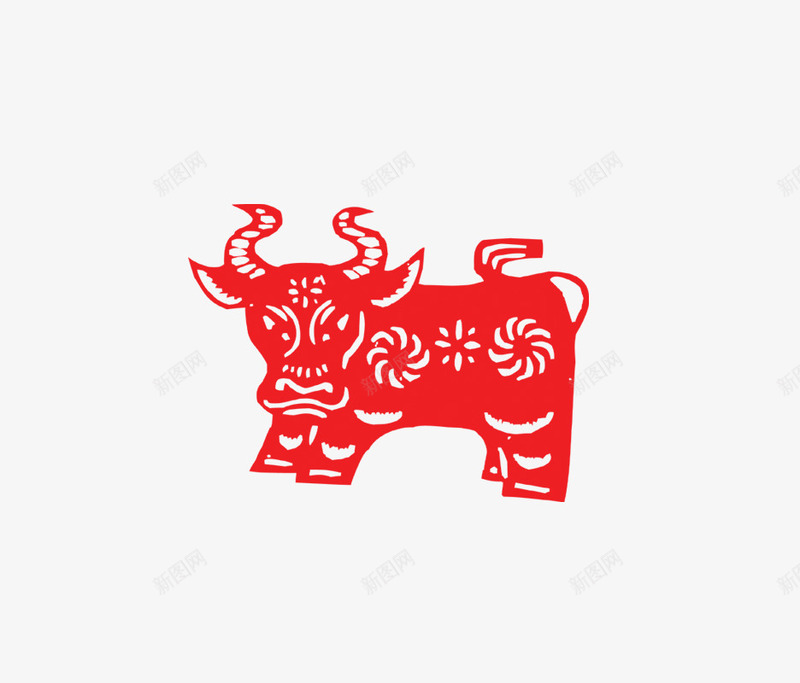 牛剪纸png免抠素材_新图网 https://ixintu.com 剪纸 牛 牛剪纸