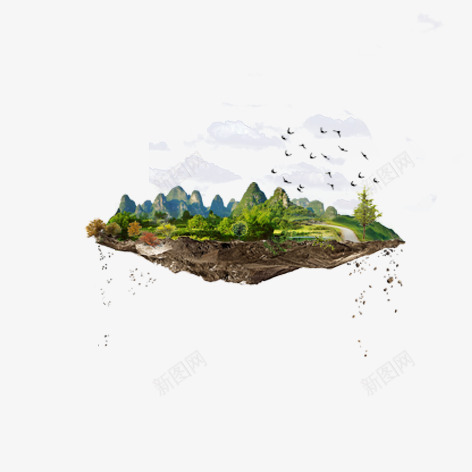 悬崖上的风景png免抠素材_新图网 https://ixintu.com 商务 环保 绿色 装饰