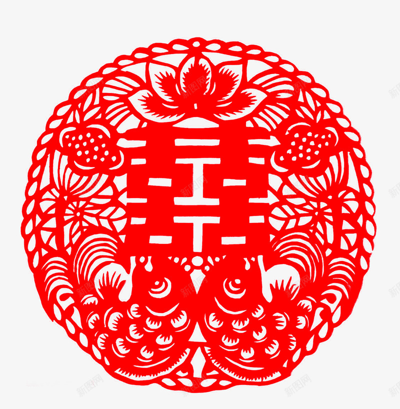 简约红色剪纸png免抠素材_新图网 https://ixintu.com 剪纸 喜 婚礼 红双喜 纸