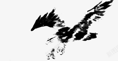 鹰png免抠素材_新图网 https://ixintu.com 墨 墨水 墨水画 墨迹 鹰 黑色
