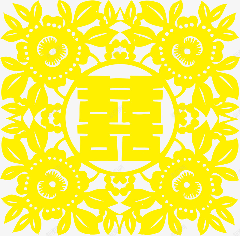 方形喜字png免抠素材_新图网 https://ixintu.com 剪纸 喜字 方形 结婚 请柬