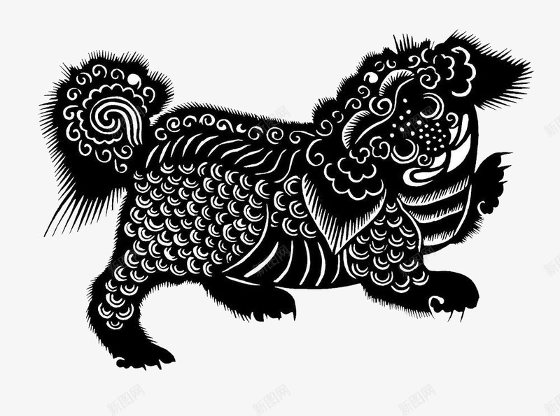 舞狮剪纸png免抠素材_新图网 https://ixintu.com 中国传统 人物 文间艺术 活灵活现 狮子 生动形象 舞狮剪纸