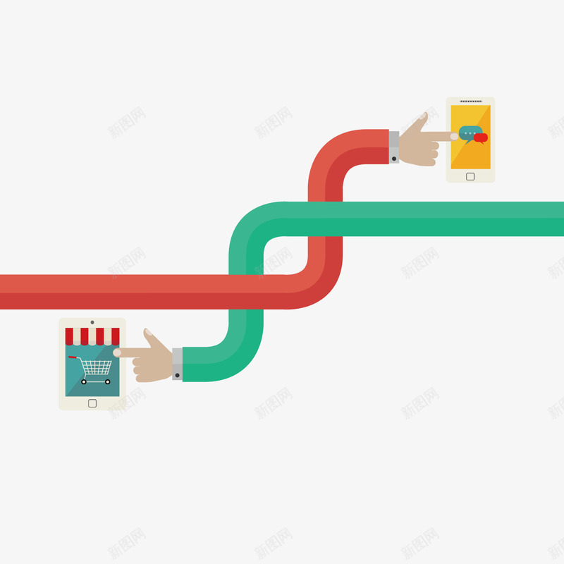 网络购物矢量图ai免抠素材_新图网 https://ixintu.com 手指 手机 掌上 网购 矢量图