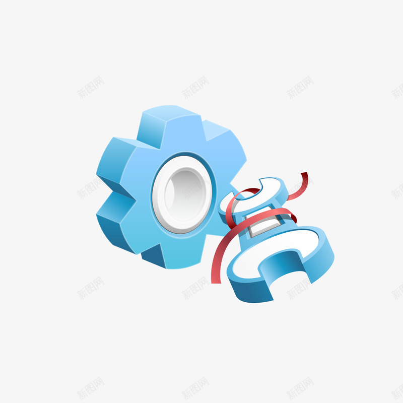 卡通蓝色齿轮png免抠素材_新图网 https://ixintu.com 卡通齿轮 蓝色齿轮 齿轮素材