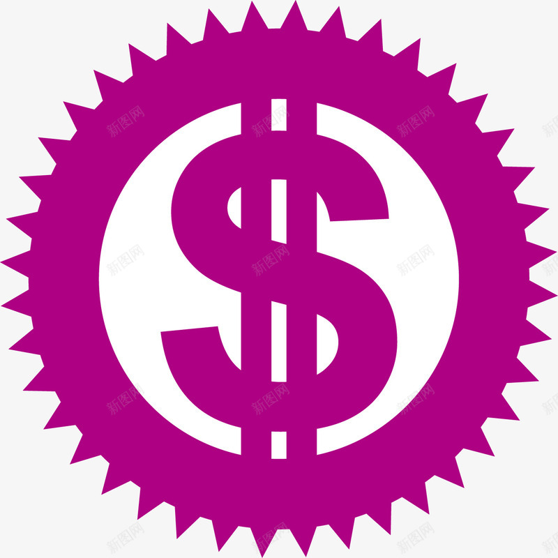 金融理财png免抠素材_新图网 https://ixintu.com 紫色 美元 钱符号 齿轮