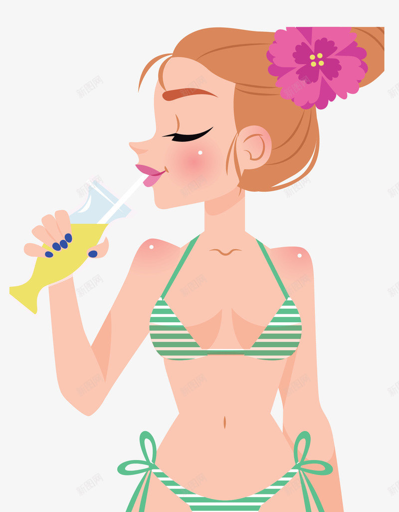 夏日海边度假美女矢量图ai免抠素材_新图网 https://ixintu.com 夏日度假 比基尼美女 海边度假 矢量png 美女 矢量图