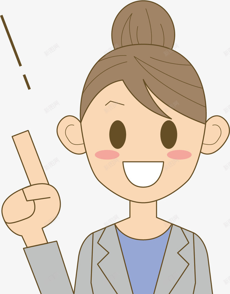 微笑女孩手指方向矢量图ai免抠素材_新图网 https://ixintu.com 丸子头 创意 卡通 商务 女孩 手绘 简约 矢量图