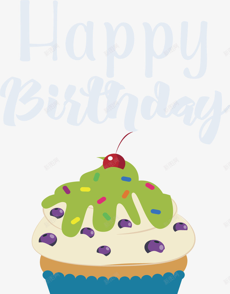 蓝色杯子蛋糕生日卡矢量图ai免抠素材_新图网 https://ixintu.com 免抠png 免抠png素材 免费png 免费png素材 杯子蛋糕 生日卡 生日快乐 蓝色 矢量图