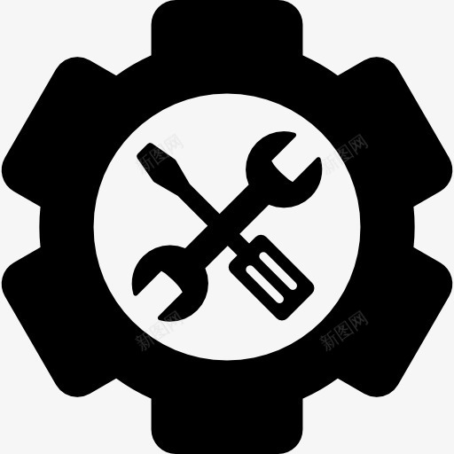 设置工具图标png_新图网 https://ixintu.com 双头呆扳手 扳手 螺丝刀 齿轮