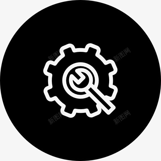 扳手在齿轮轮廓符号在一圈图标png_新图网 https://ixintu.com SEO全 圆 圆形 扳手 搜索 界面 设置 象征世界 配置