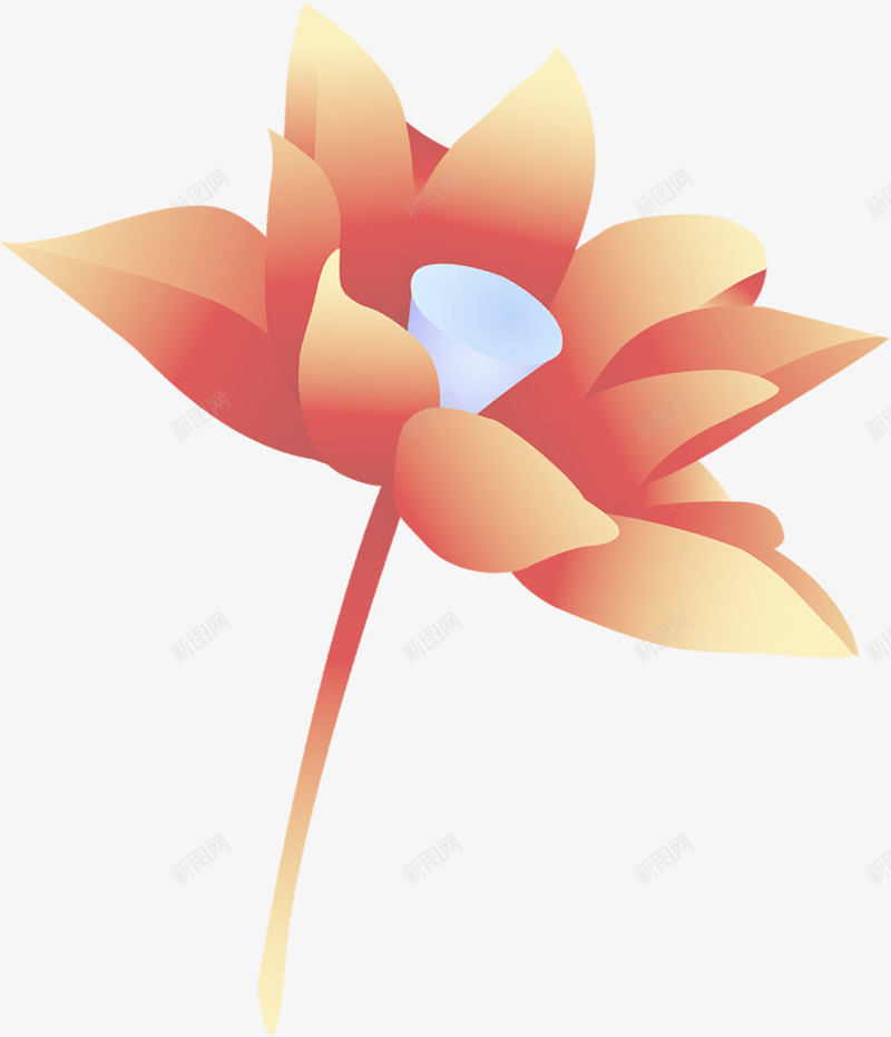 手绘黄红色莲花纹理png免抠素材_新图网 https://ixintu.com 红色 纹理 莲花