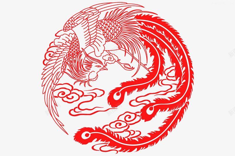 凤凰剪纸png免抠素材_新图网 https://ixintu.com 凤凰 凤凰纹饰 剪纸 窗花