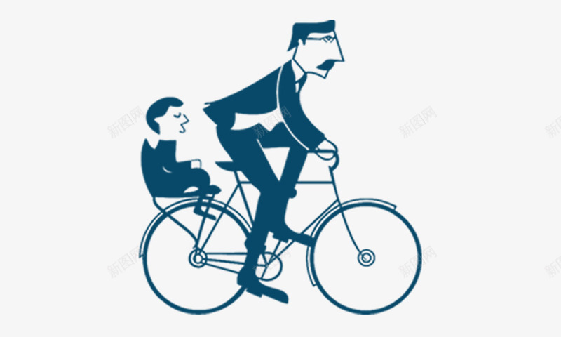 父子自行车png免抠素材_新图网 https://ixintu.com 夫妻和孩子 手绘父子 自行车 骑单车