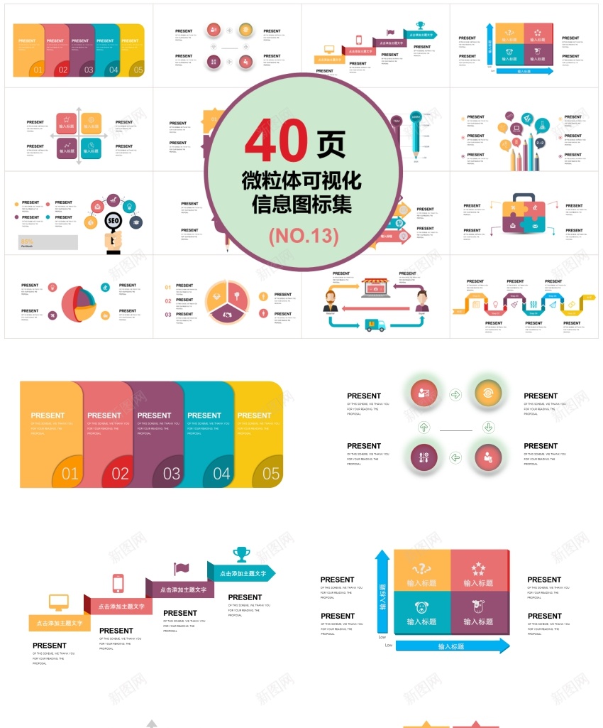 01340页撞色粒体信息可视化图表集PPT模板PPT模板_新图网 https://ixintu.com 信息 可视化 图表 模板 粒体 页撞色