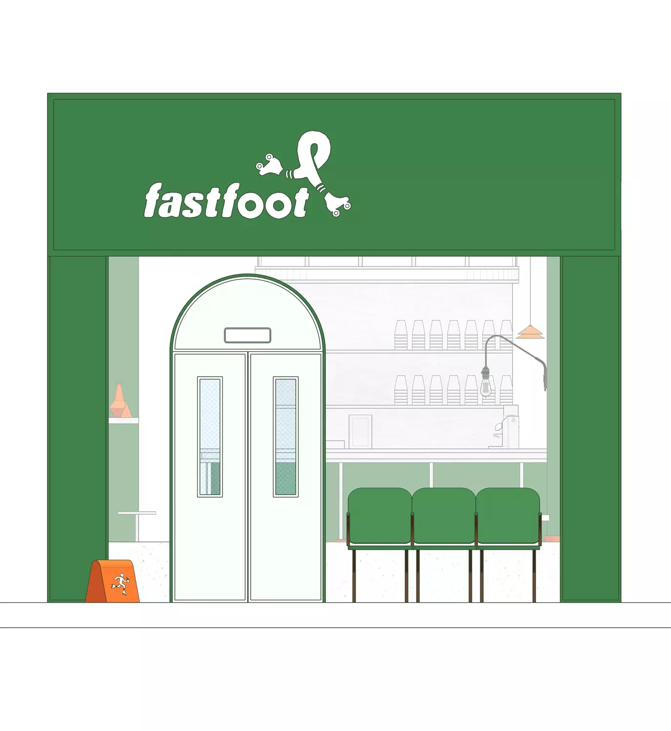 再叁食研设计急急脚啡公司FASTFOOT平面品牌再图标