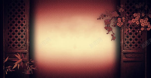 中国风暗红色梅花海报jpg设计背景_新图网 https://ixintu.com 国风 暗红色 梅花 海报