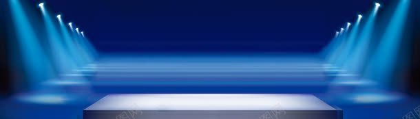 中式庭院蓝色大气舞台海报背景背景
