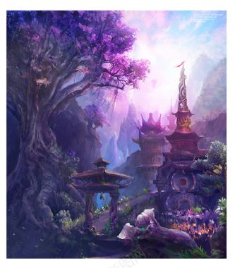 紫色梦幻仙境壁纸背景
