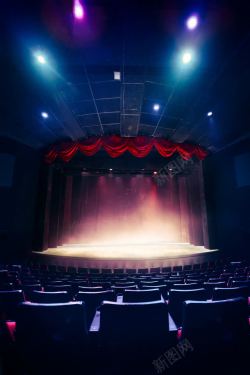 红色座位电影舞台剧院背景高清图片