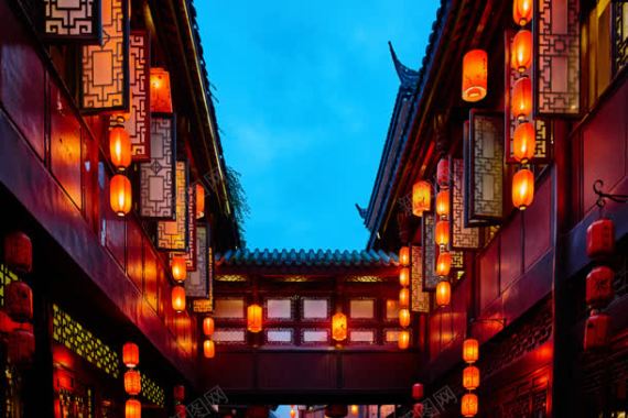 蓝天下的中国风宫殿背景