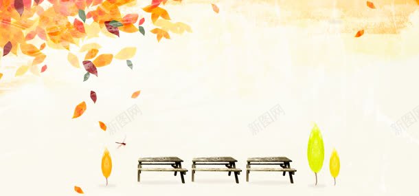 韩国考试金色秋天落叶背景背景
