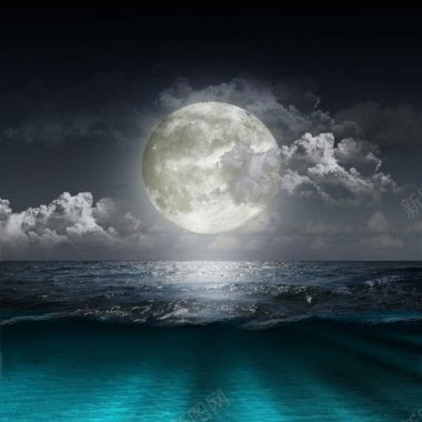 海面上的月亮背景
