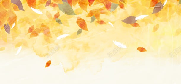 金色秋天落叶背景背景