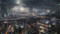 毁灭的城市乌云下毁灭的城市漩涡高清图片