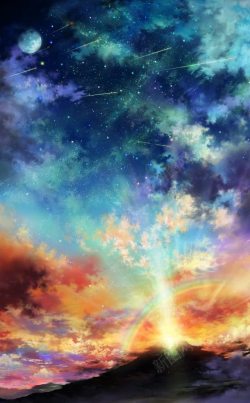 夜空下的摩天楼梦幻夜空下的流星雨海报背景高清图片