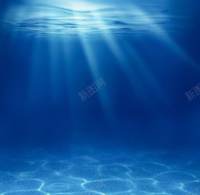蓝色神秘海洋光线海报背景背景