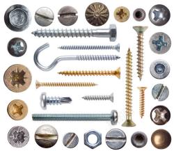 金属螺丝各种各样的螺丝钉高清图片