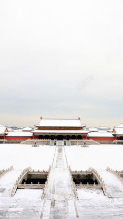 冬季故宫冬季故宫下雪海报背景高清图片