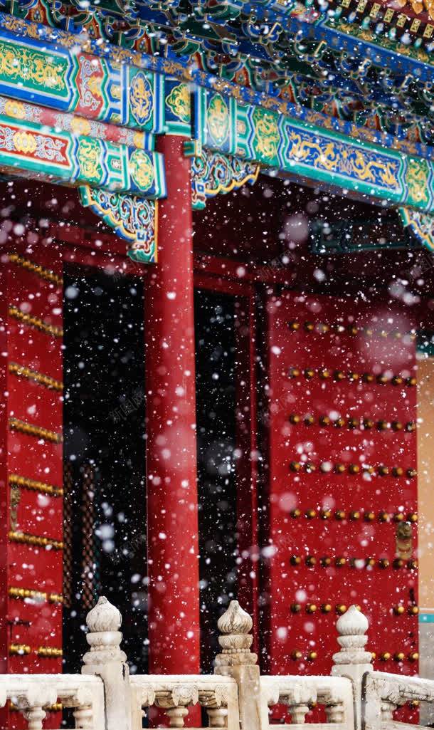 中国风帮宫雪景宫殿jpg设计背景_新图网 https://ixintu.com 国风 宫殿 雪景