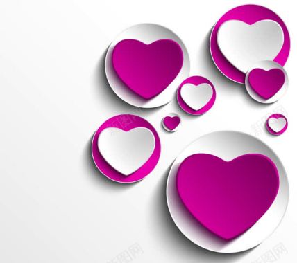 紫色白色爱心圆盘背景
