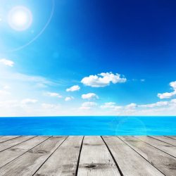 海岸椰林海岸蓝天白云光韵木板高清图片