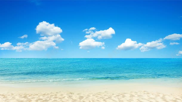 白云的风景海滩蓝天白云摄影摄影图片