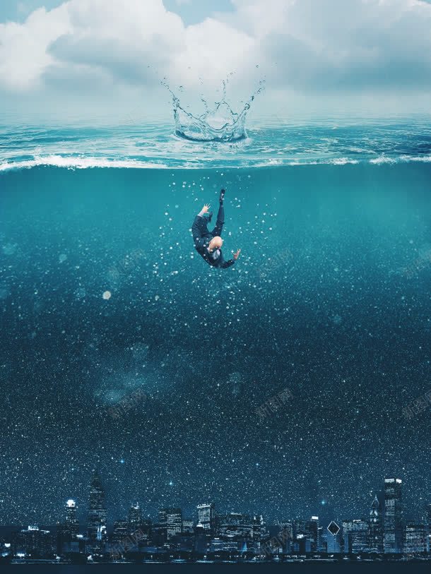 潜水蓝色海洋沉入水底jpg设计背景_新图网 https://ixintu.com 水底 海洋 潜水 蓝色