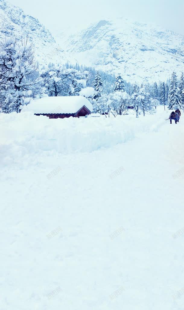 雪地里的房屋树林jpg高清背景_新图网 https/ixintu.