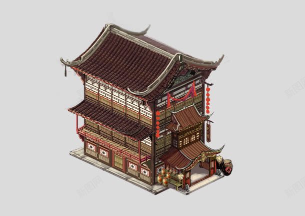 酒楼古代建筑喜庆jpg设计背景_新图网 https://ixintu.com 古代 喜庆 建筑 酒楼